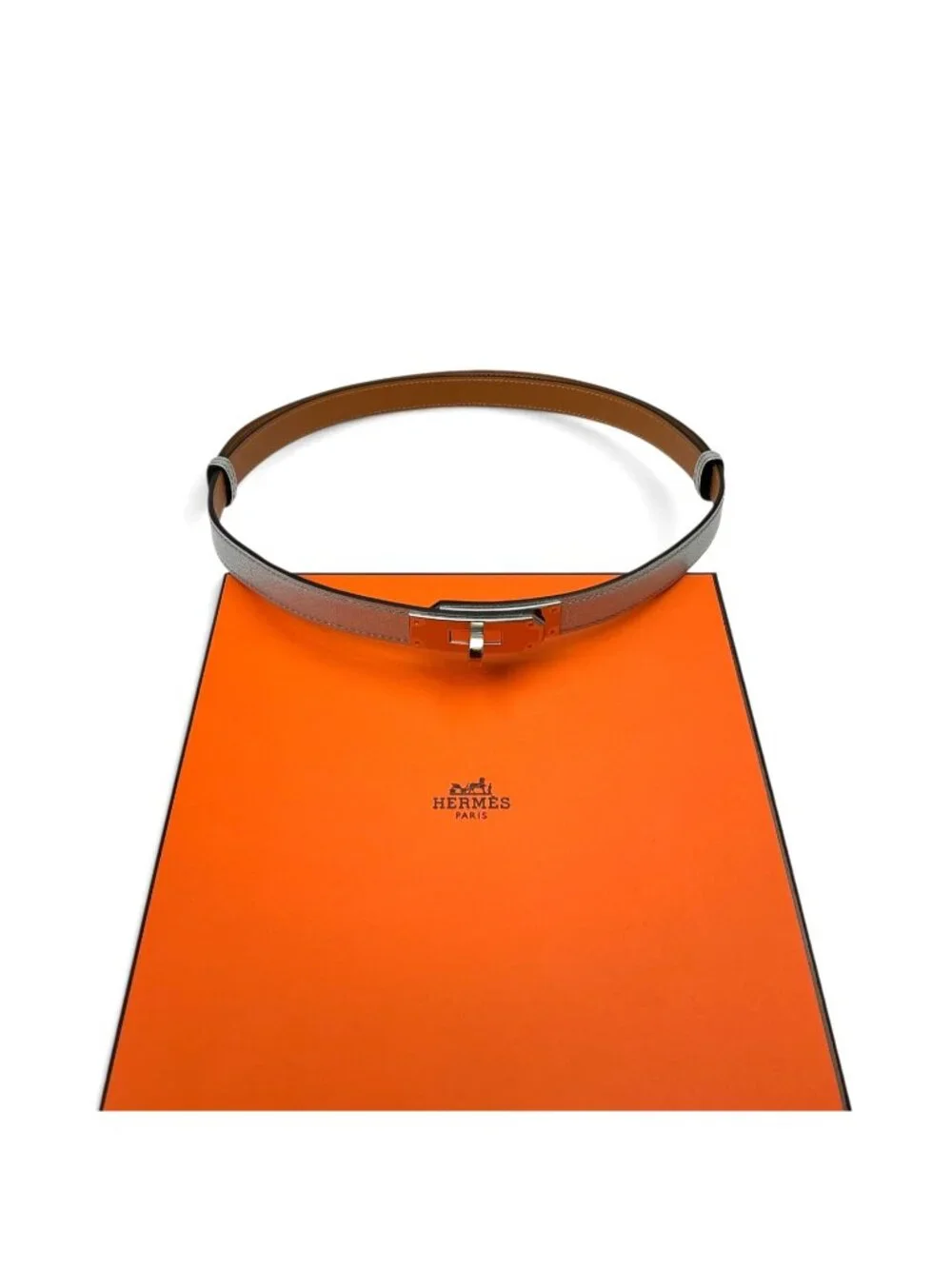 HERMES Metallic Leather Kelly 18 Adjustable Belt With Silver Hardware